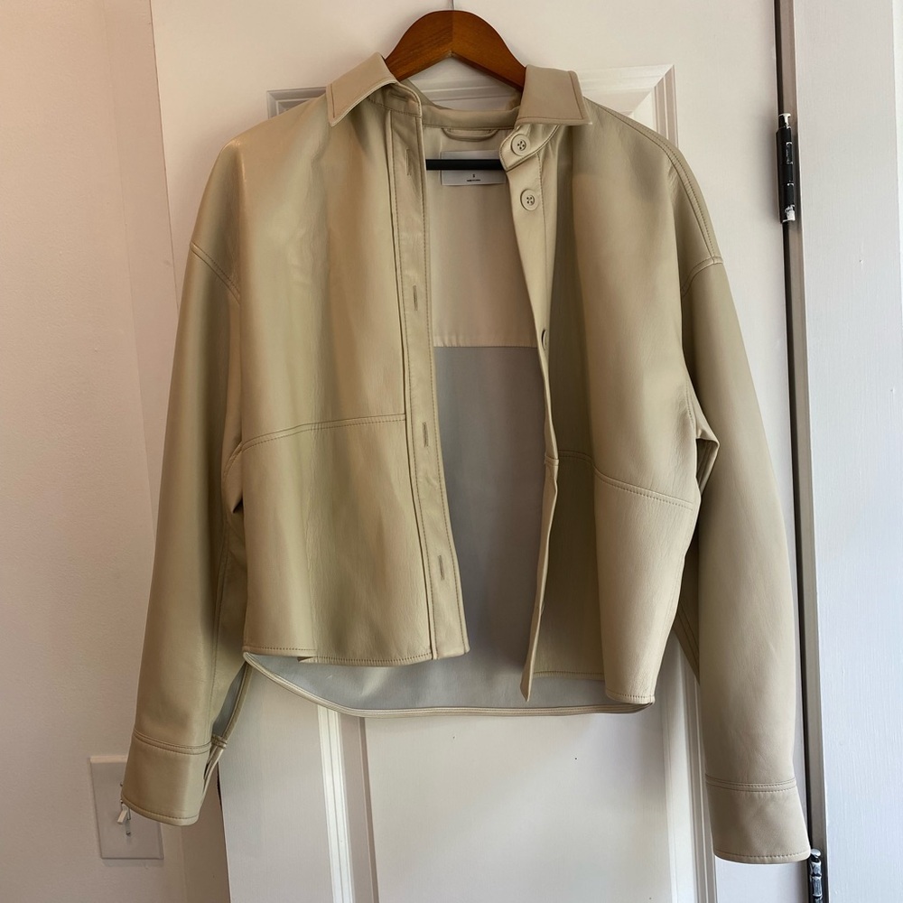 Babaton Cream Leather Jacket